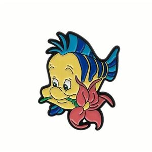 Enamel Pin - Disney Flounder, Little Mermaid Ariel, Lapel Pins Kawaii Brooch